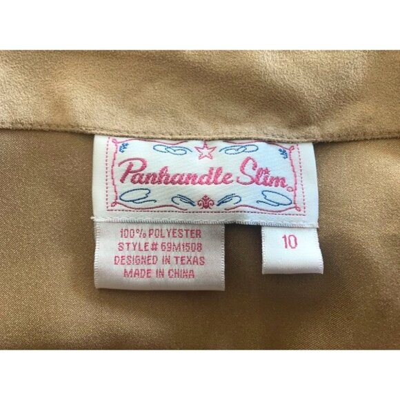 PANHANDLE SLIM Maxi Skirt Size 10 Tan Polyester Suede Side Zip Unlined Flare - Picture 4 of 5